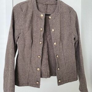 SHEIN Brown Herringbone Jacket